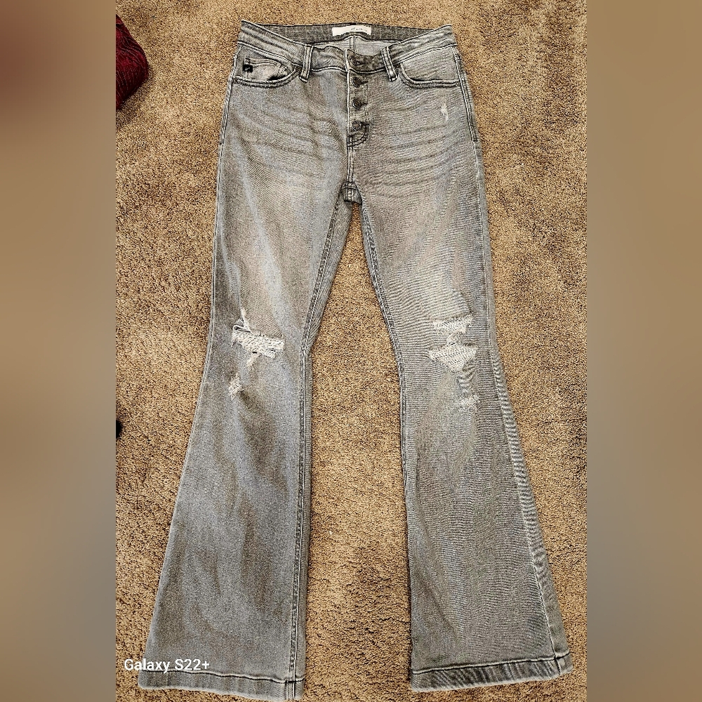 Kancan Charcoal Grey Flare Jeans